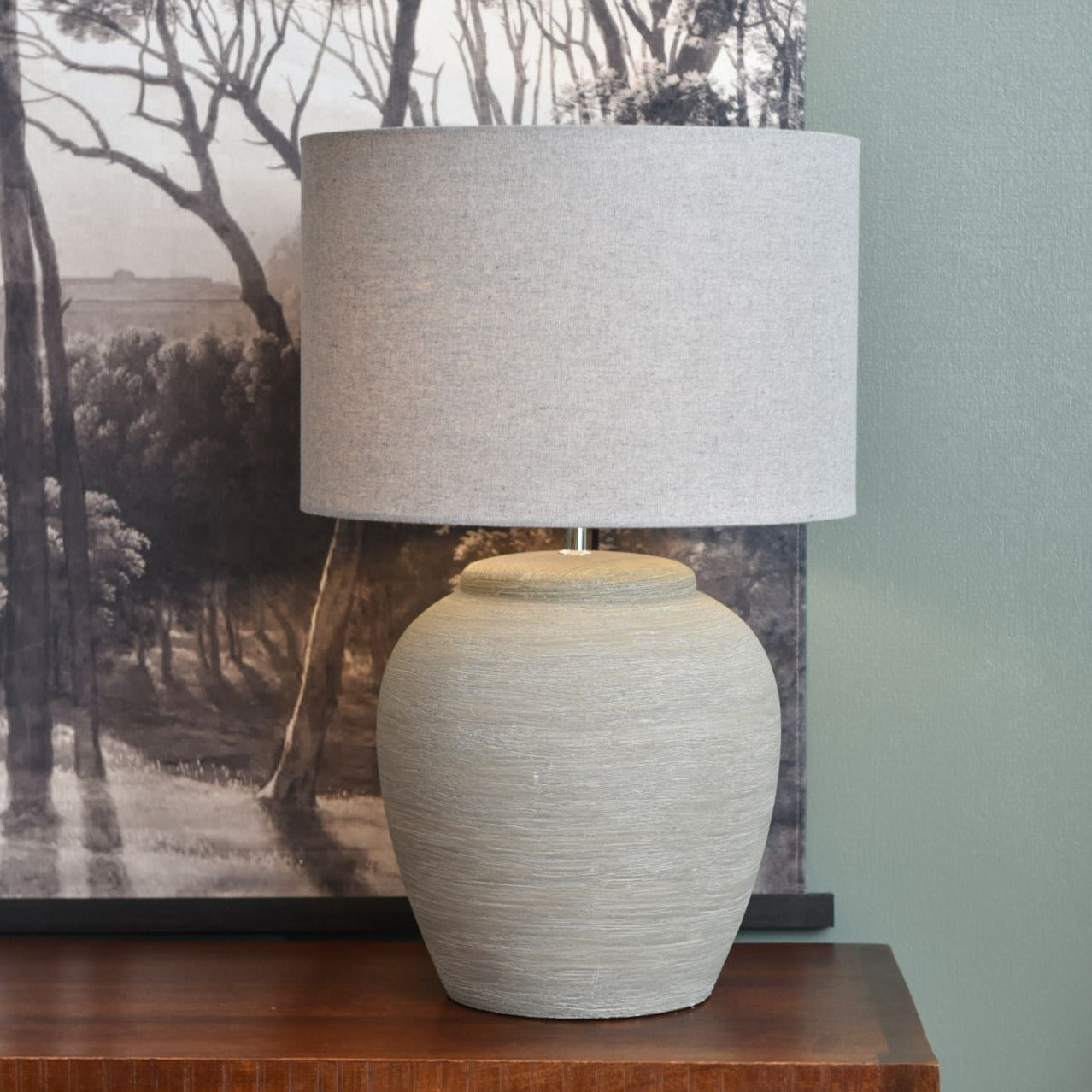 Baslow Etched Grey Ceramic Lamp Large
